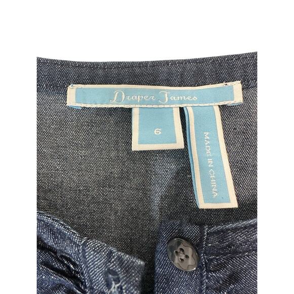 Draper James Dress Bell Sleeve Button Front Denim Chambray Ruffle Shift Size 6 - Picture 3 of 12